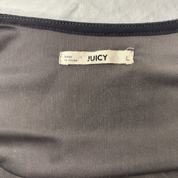 JUICY Velour Cami Gray Velvet Size Large Adj Straps Cocktail EUC - Picture 3 of 4